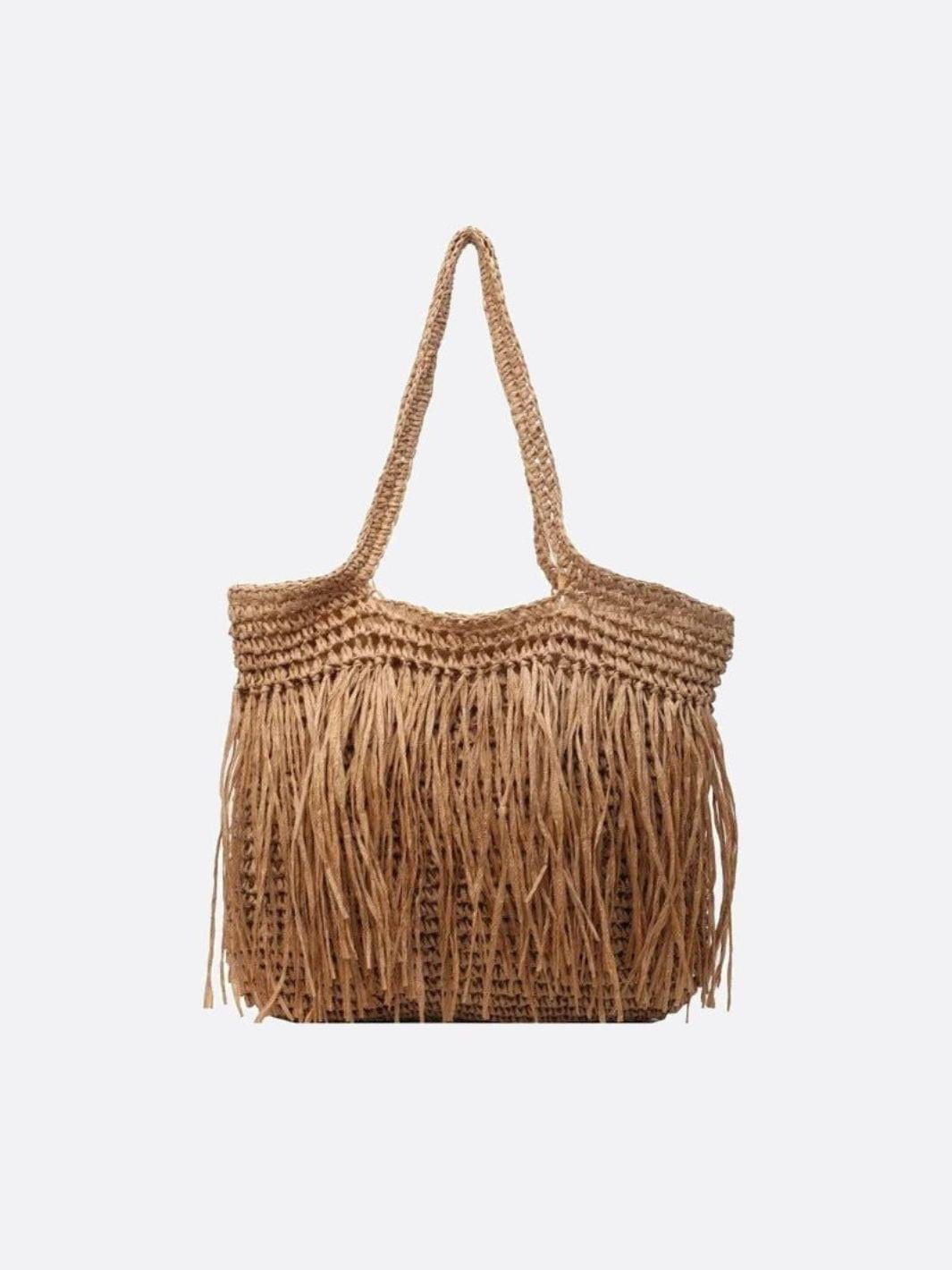 Sandy Fringe Raffia Tote