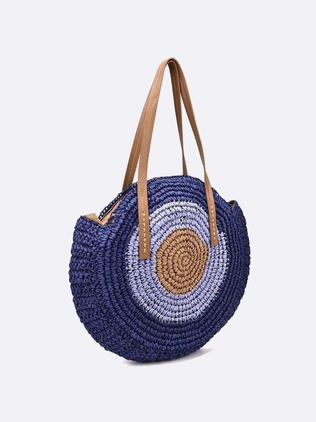 Round Coastal Straw Tote