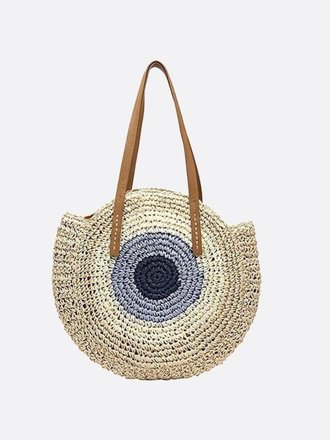 Round Coastal Straw Tote