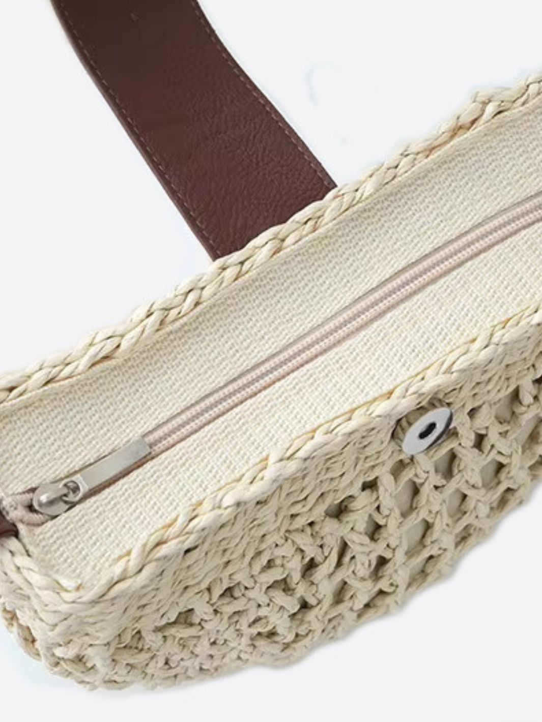 Half-Moon Woven Straw Crossbody Bag