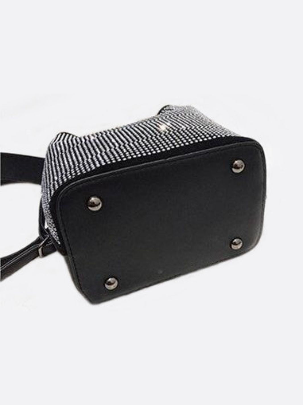 Solenne | Black Rhinestone Bucket Bag – Glamorous & Bold