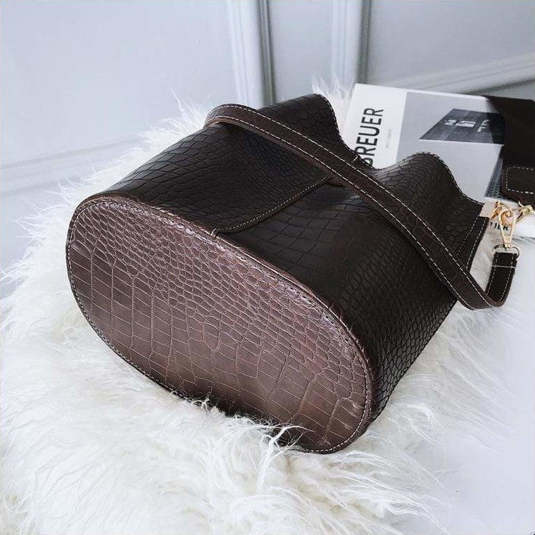 Raven Croc-Effect Bucket Bag