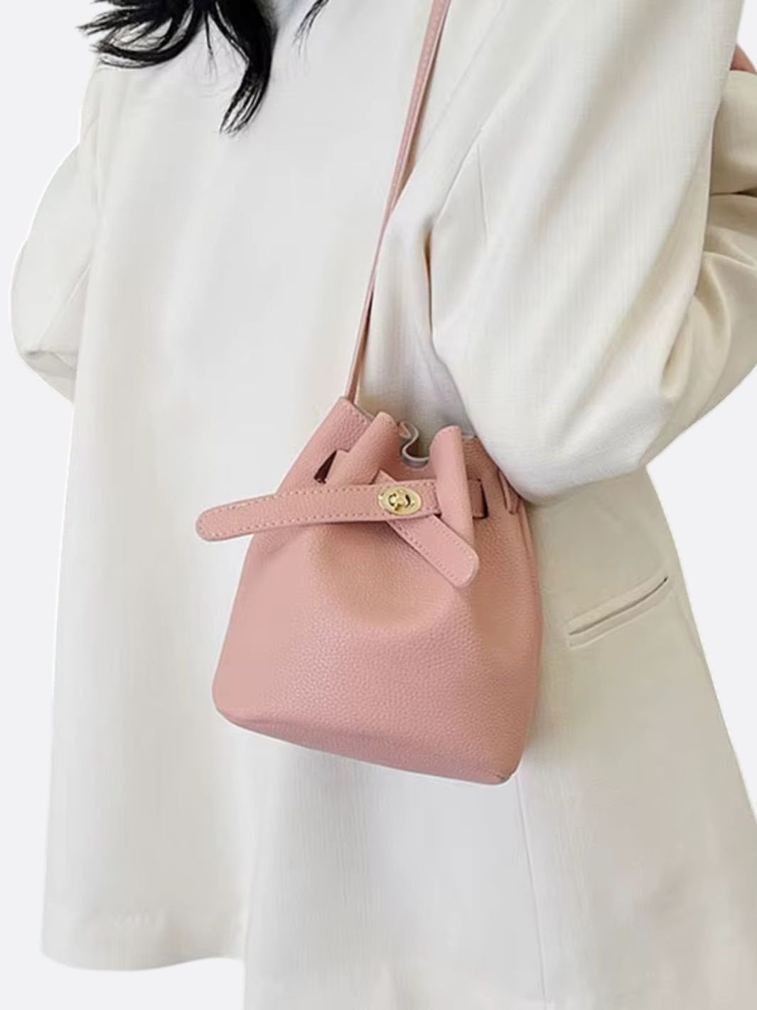 Elegant Leather Bucket Bag
