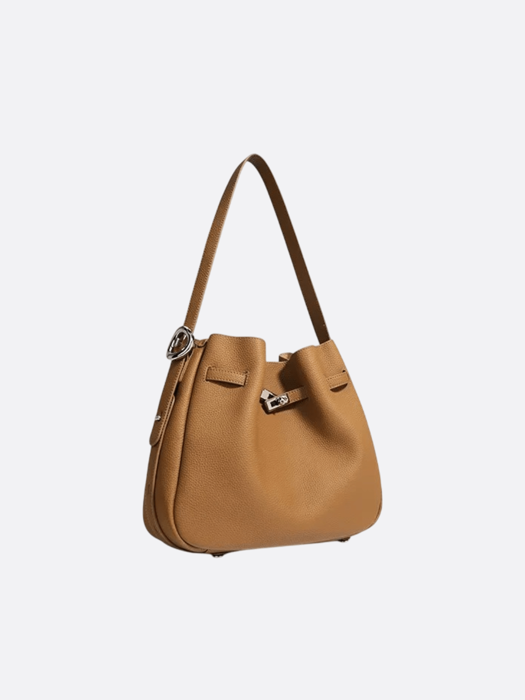 Clara – Dark Brown Leather Bucket Bag with Modern Lock Detail