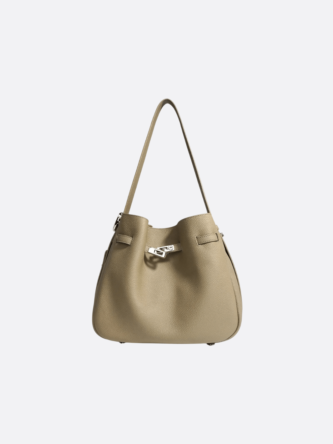 Clara – Dark Brown Leather Bucket Bag with Modern Lock Detail