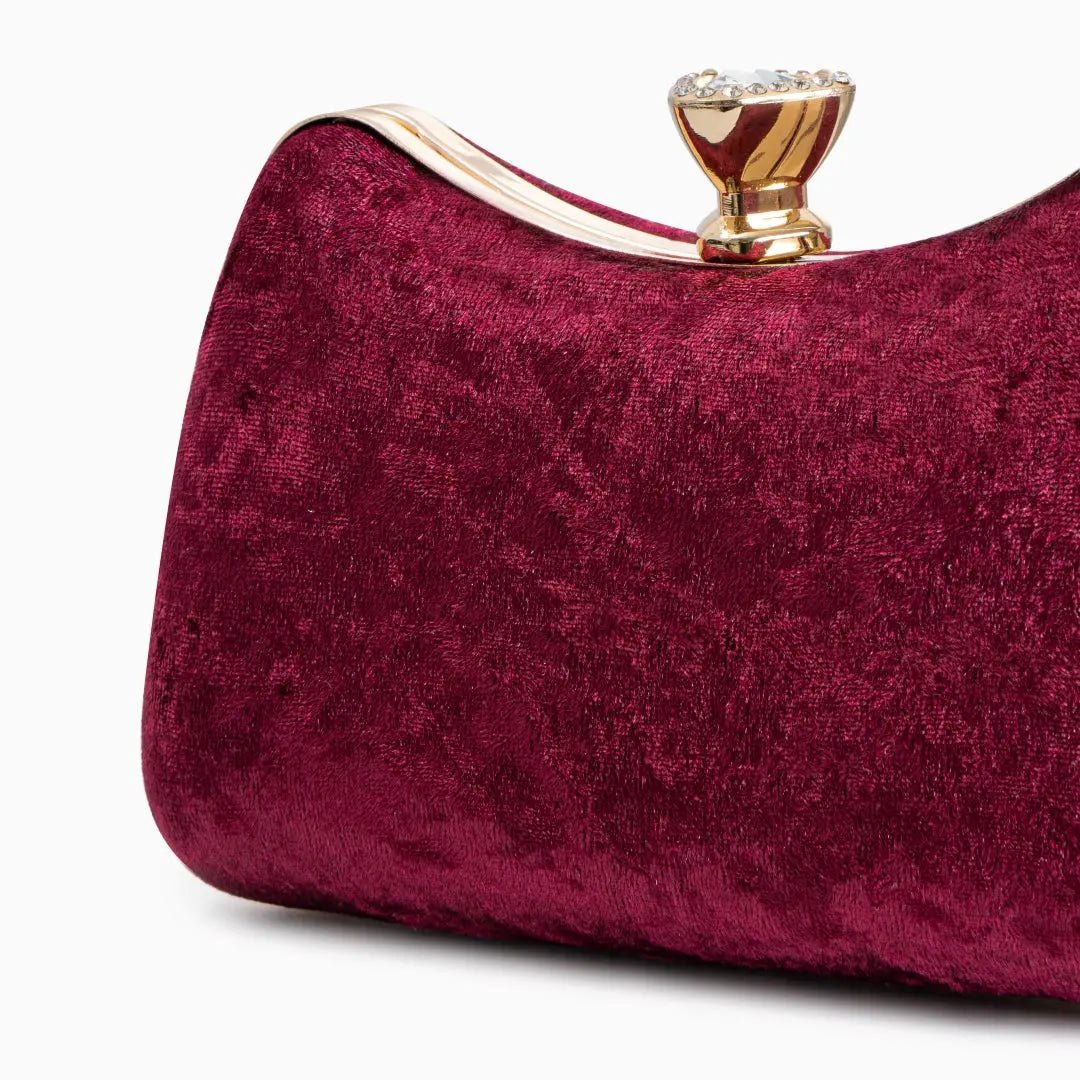 Marcella Bordeaux Velvet Clutch