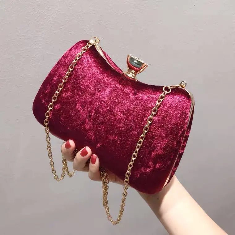 Marcella Bordeaux Velvet Clutch