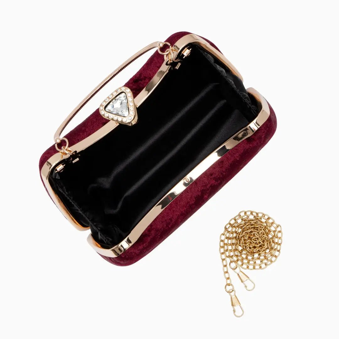 Marcella Bordeaux Velvet Clutch