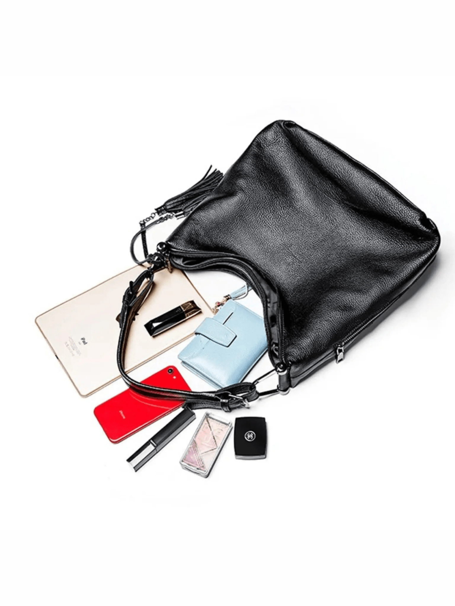 Scarlett – Stylish Red Leather Hobo Bag with Tassel Detail