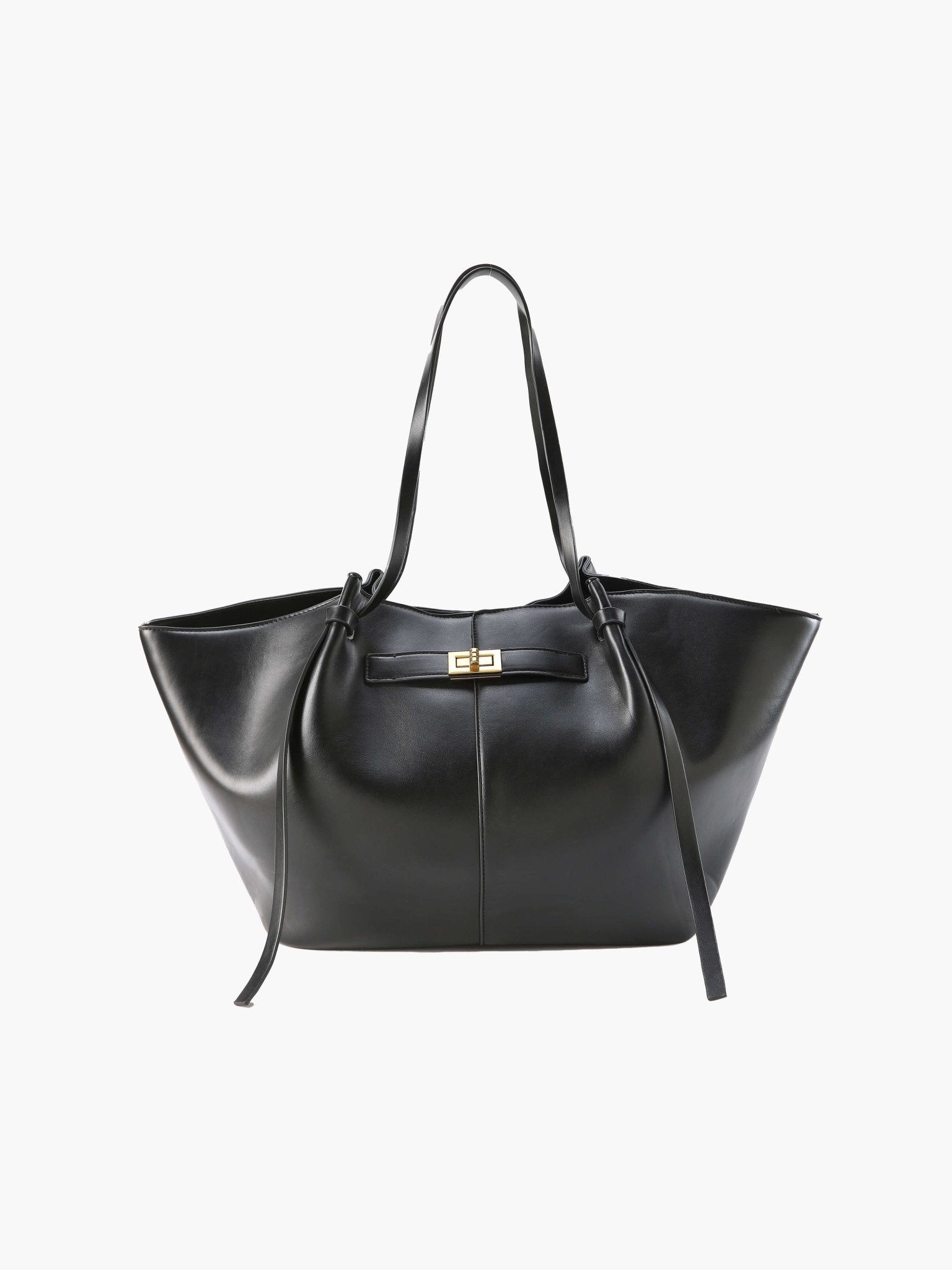 Gerda – Black Leather Shopper Bag