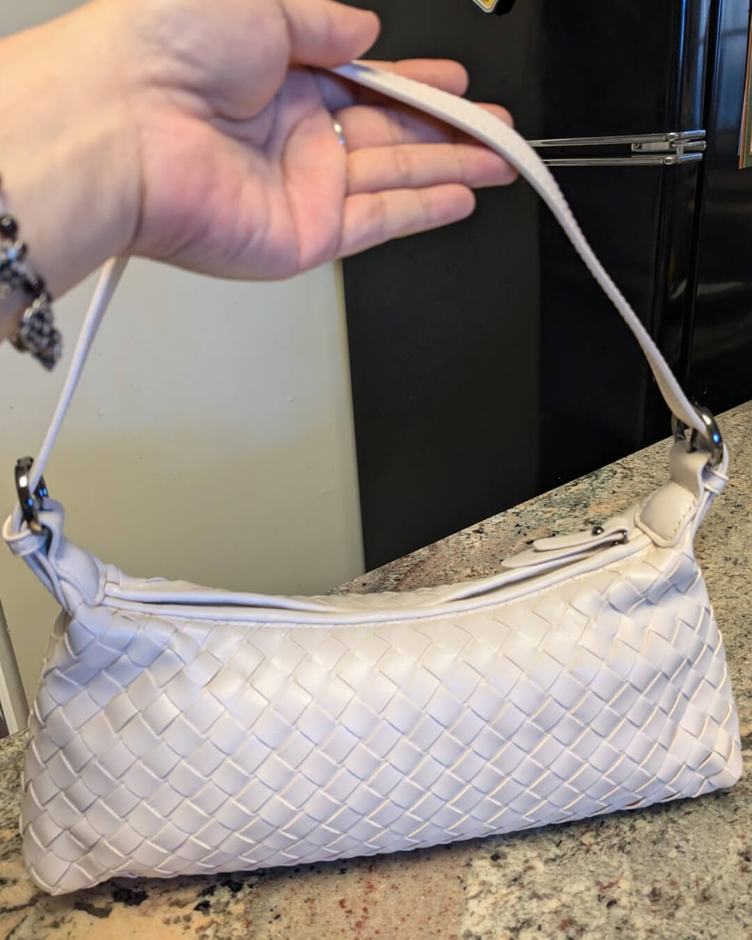 Johanna – Vegan Leather Woven Shoulder Bag