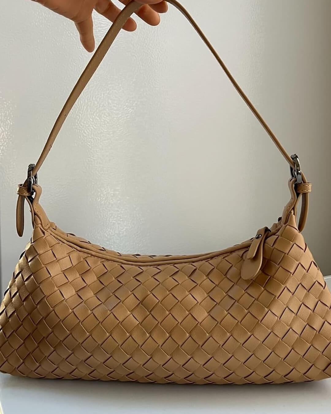 Johanna – Vegan Leather Woven Shoulder Bag
