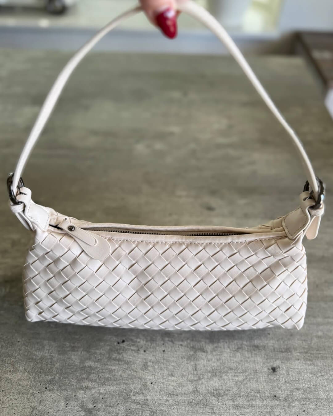 Johanna – Vegan Leather Woven Shoulder Bag