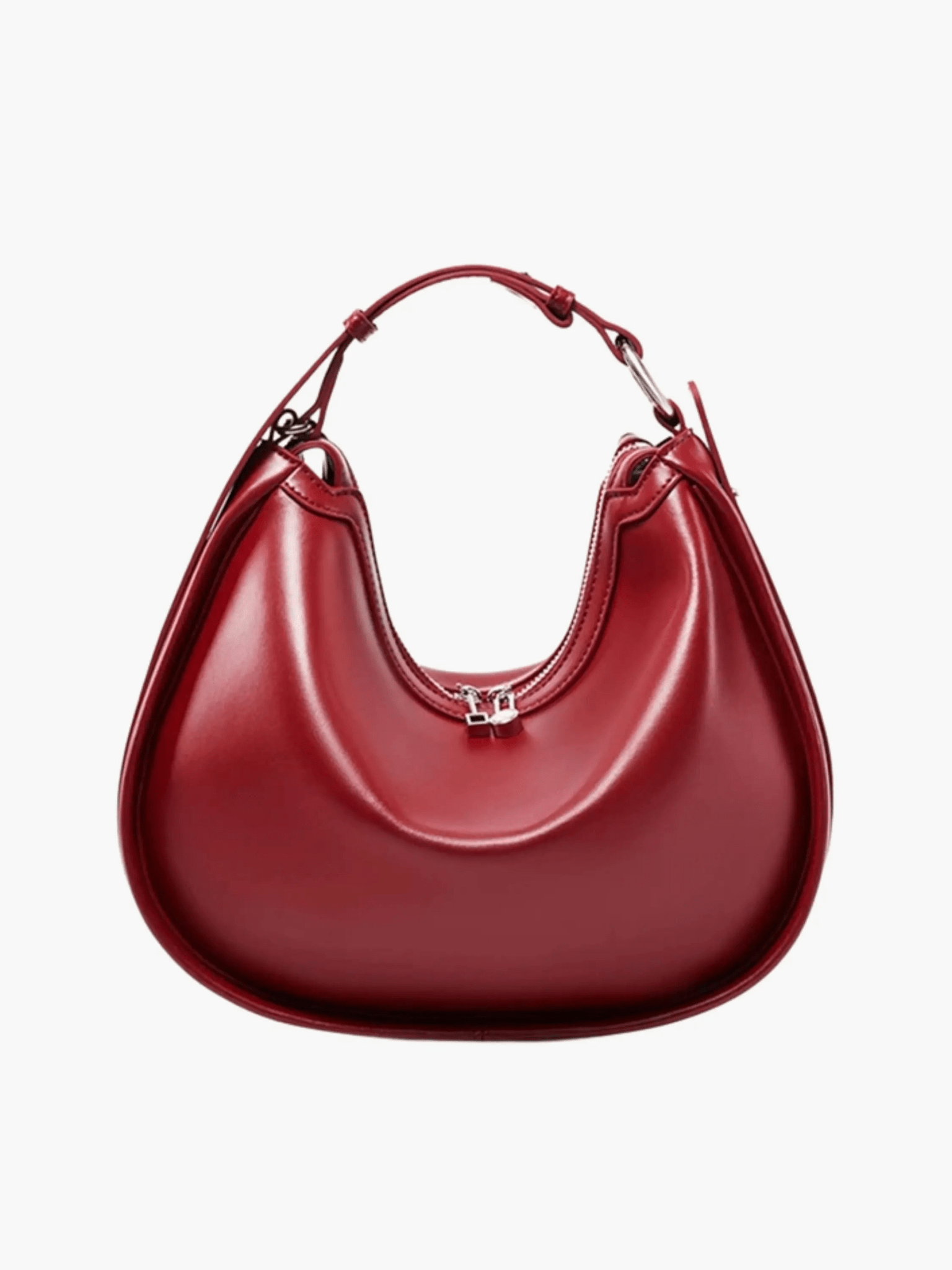 Stella Sleek Crescent Shoulder Bag – Ruby Red