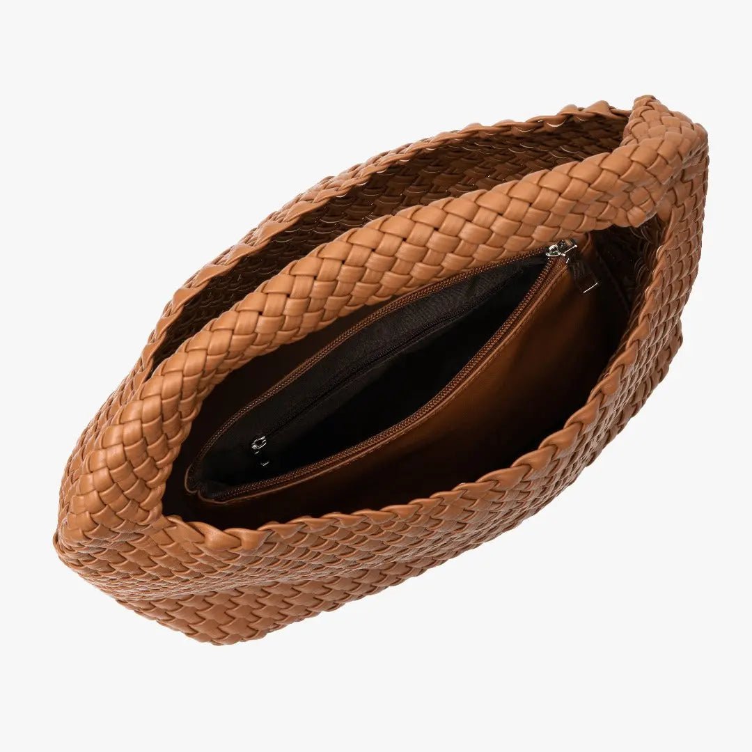 Charlotte Black Woven Leather Bucket Bag