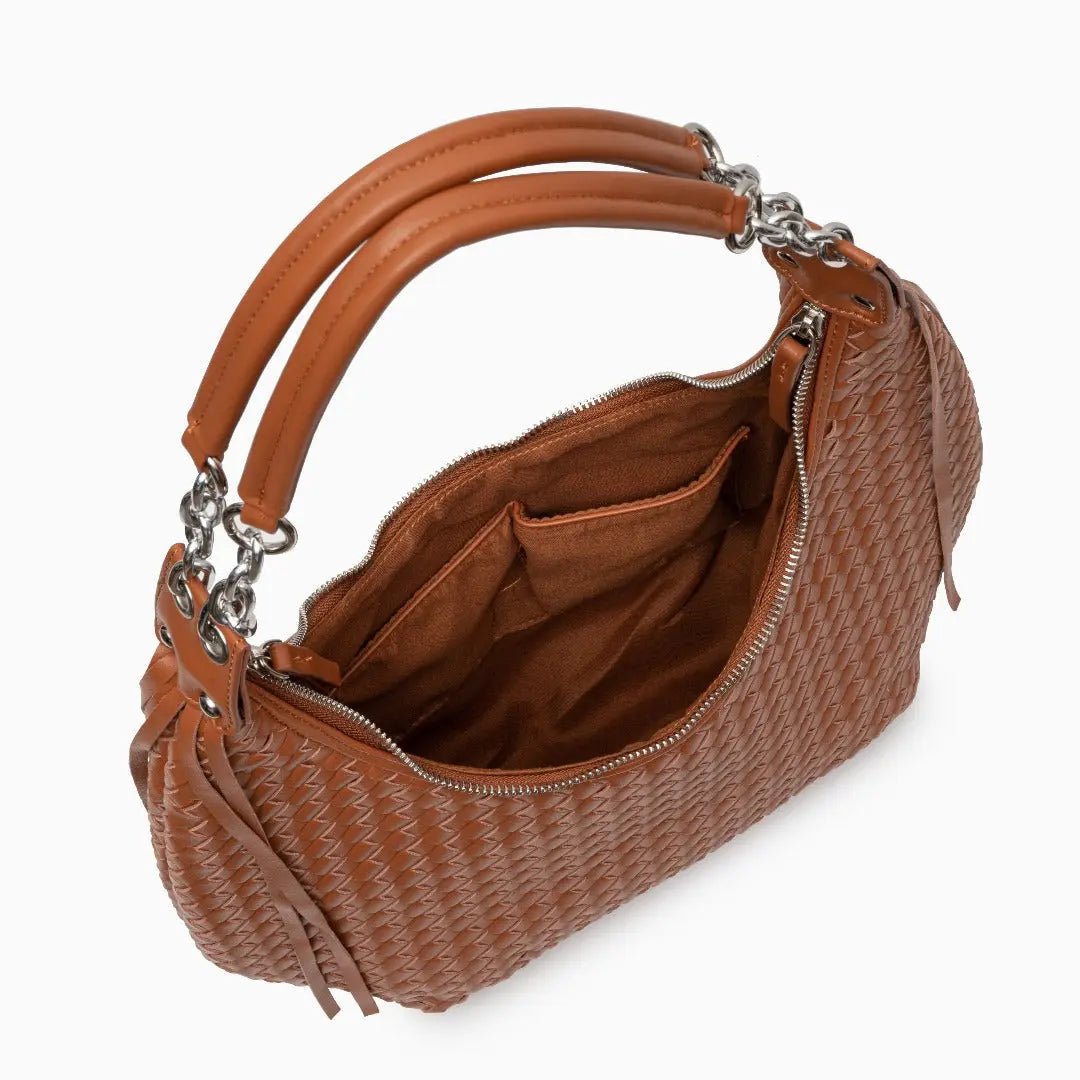 Isabella Woven Hobo Bag – Caramel Tan