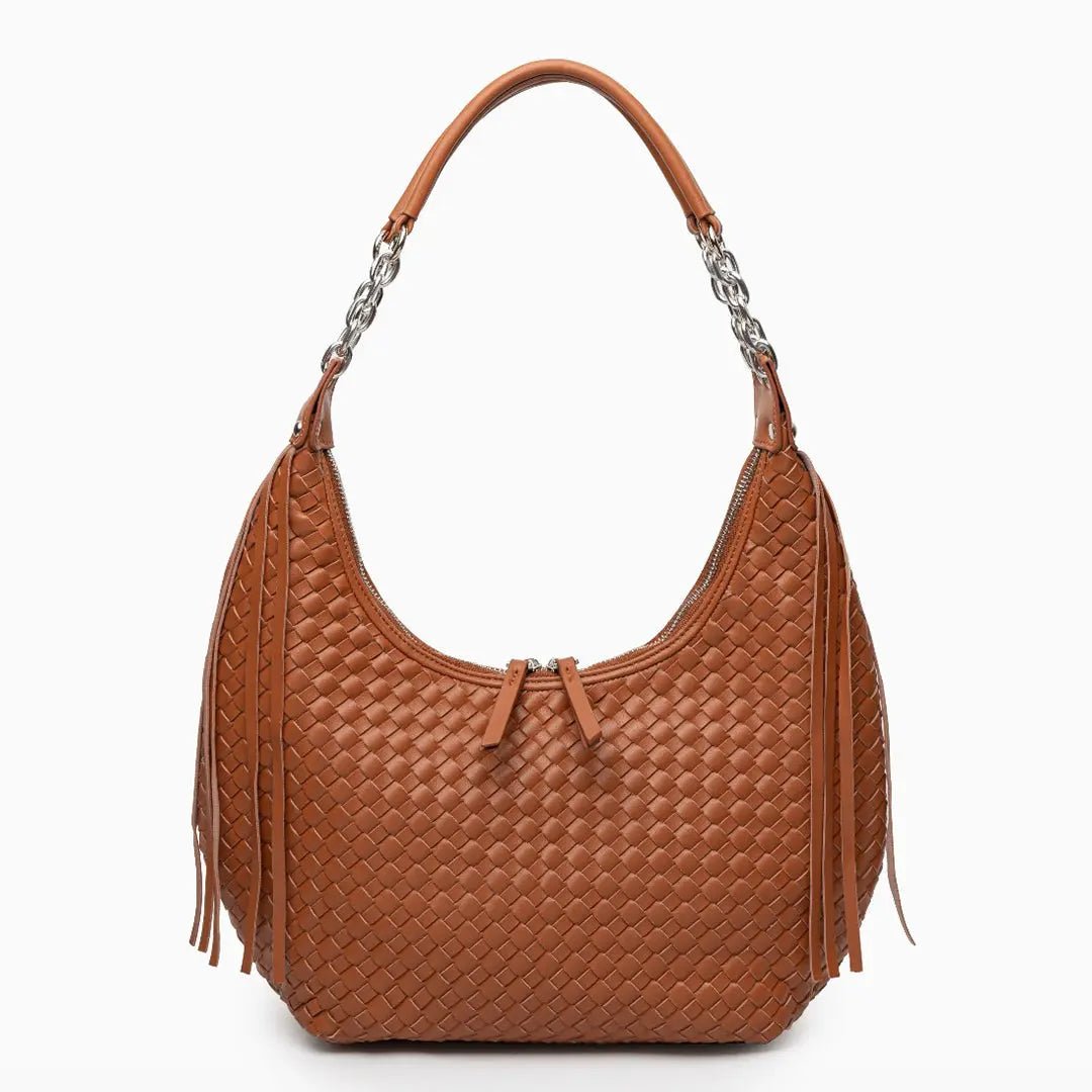 Isabella Woven Hobo Bag – Caramel Tan