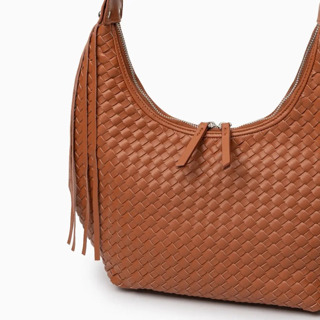 Isabella Woven Hobo Bag – Caramel Tan