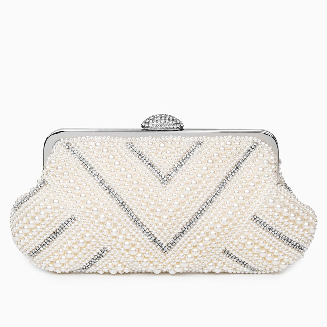 Celestina Radiant Pearl Chevron Clutch