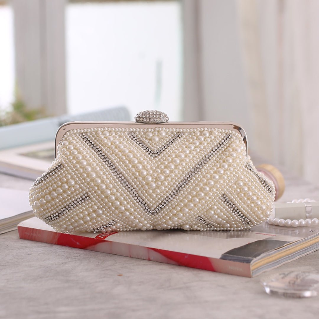 Celestina Radiant Pearl Chevron Clutch