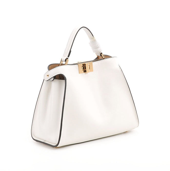 Isabella White Leather Top Handle Bag