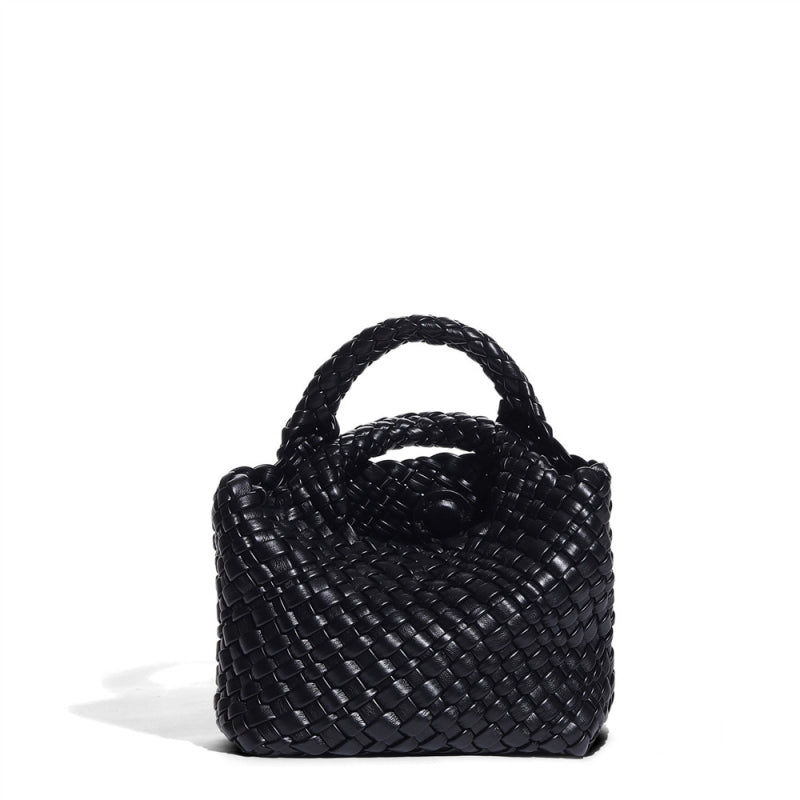 Sienna – Woven Leather Basket Bag in Powder Blue