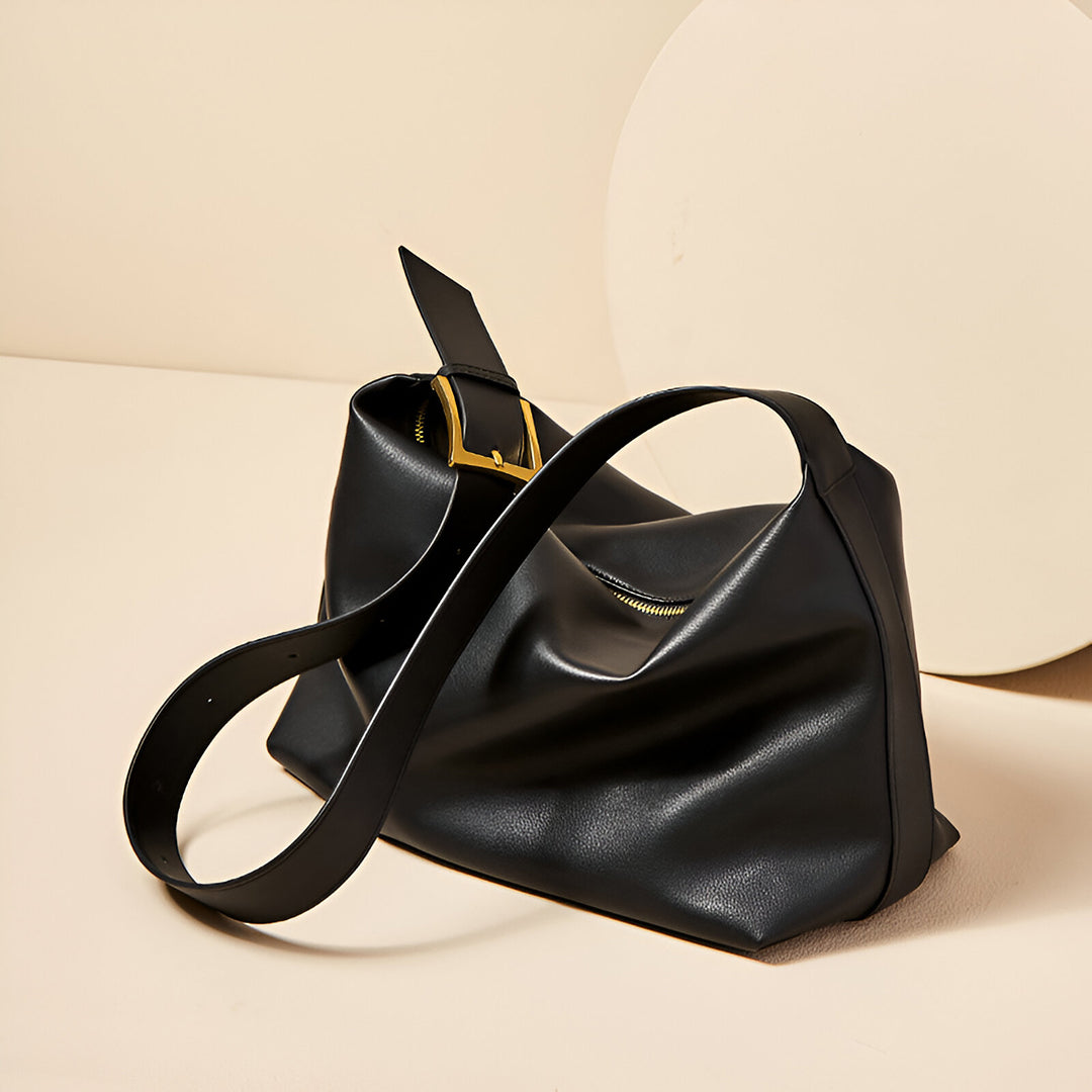 Sienna Soft Leather Shoulder Bag – Black