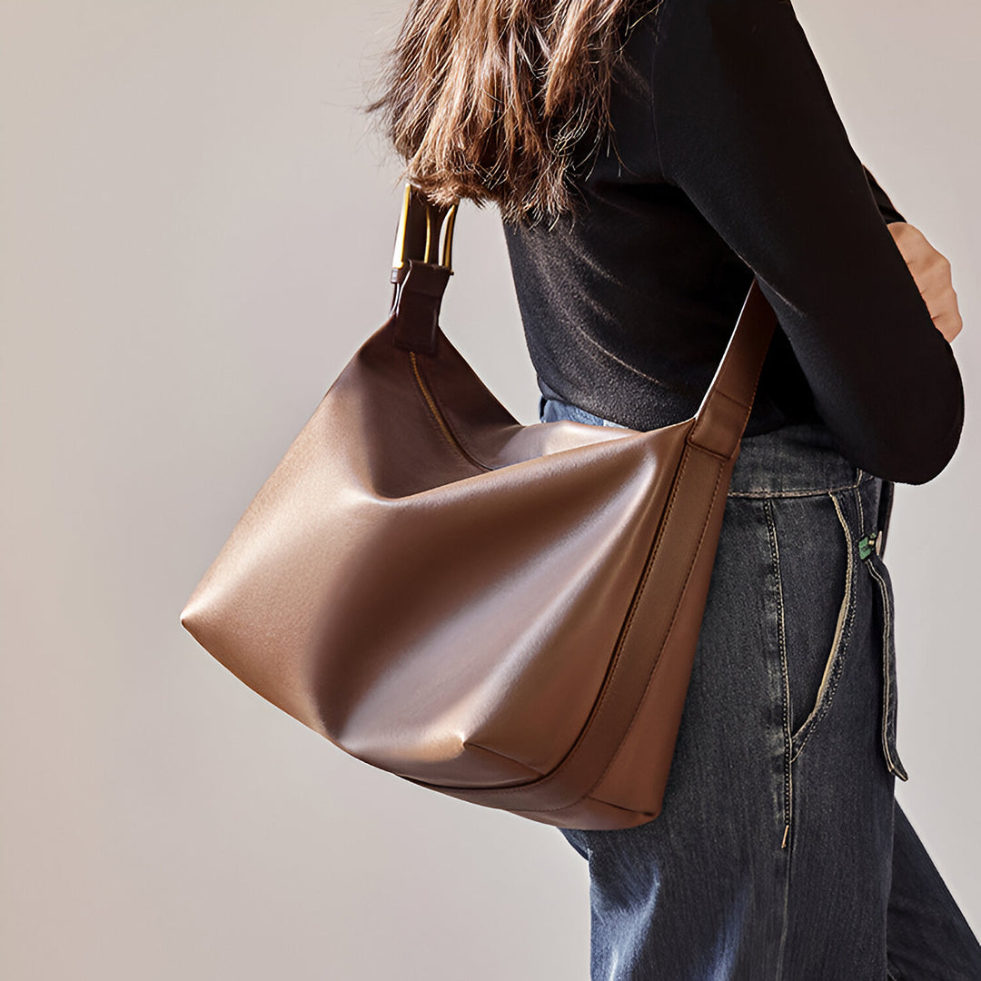 Sienna Soft Leather Shoulder Bag – Black