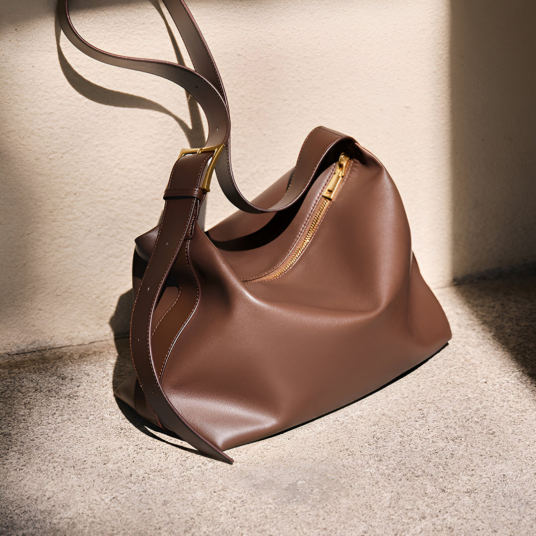 Sienna Soft Leather Shoulder Bag – Black