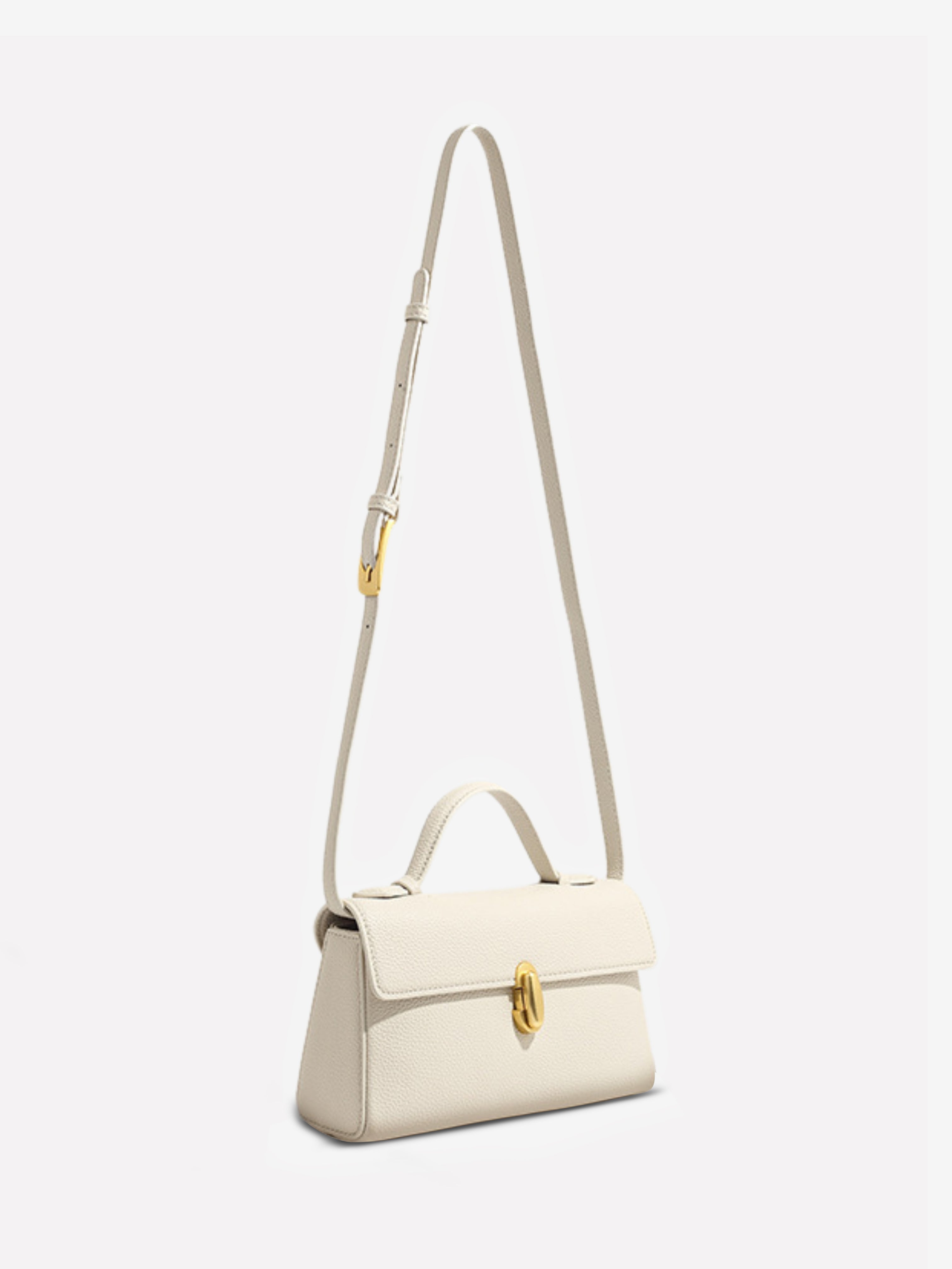 Elegant Cream Leather Shoulder Bag