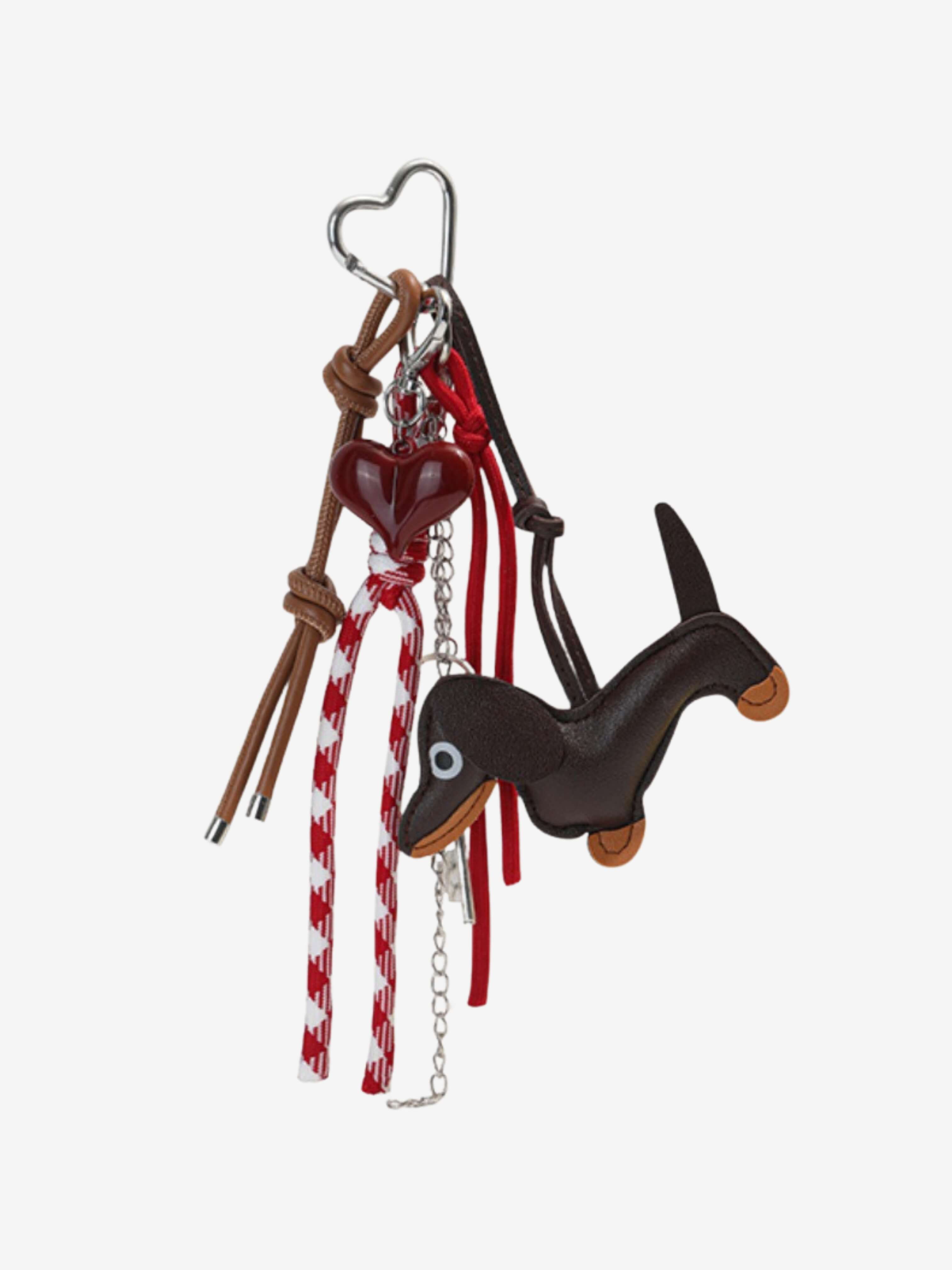 Dachshund & Heart Charm Keychain – Playful Elegance for Your Bag