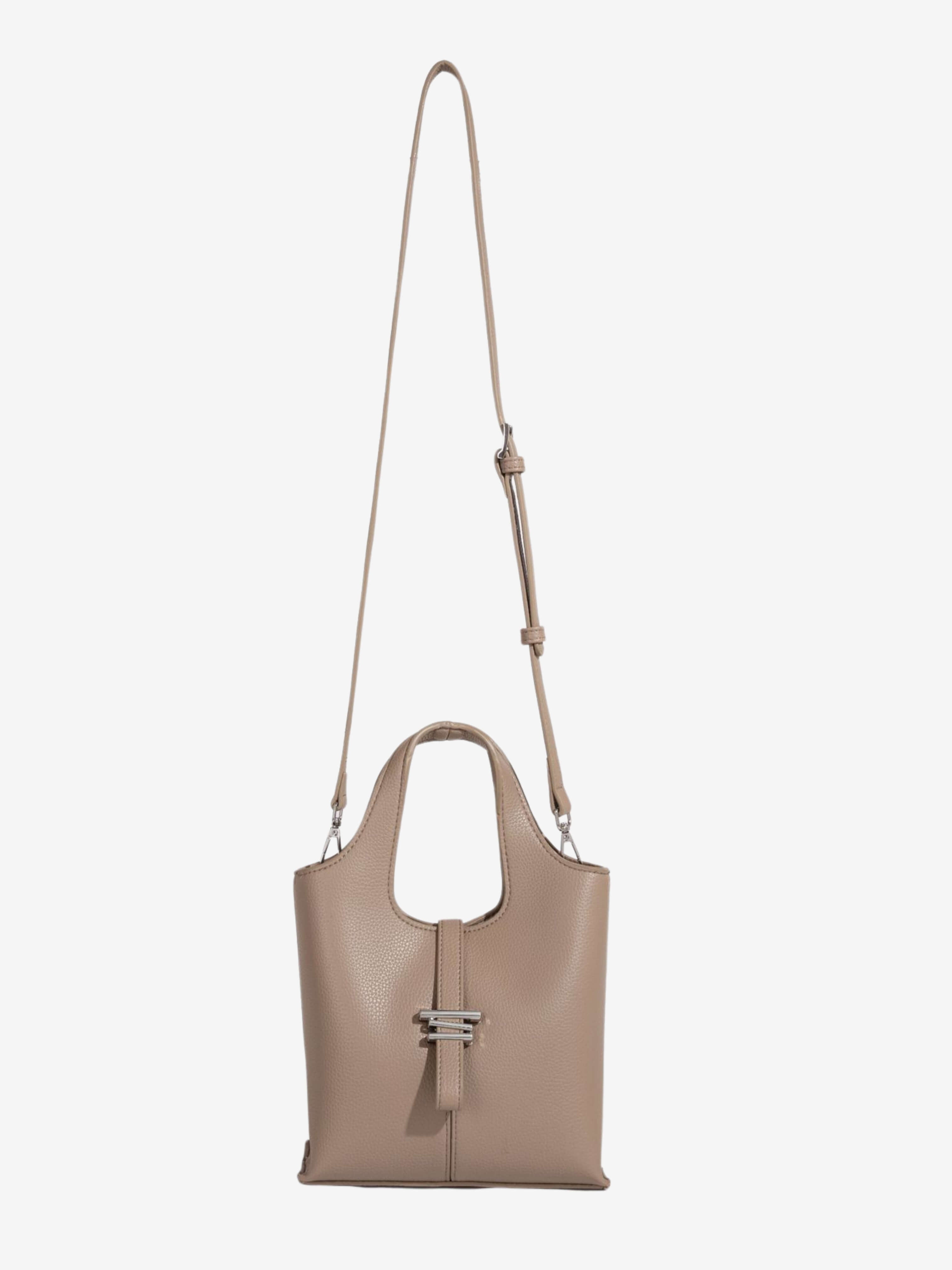 Noelle | Taupe Leather Tote Bag – Minimal & Versatile