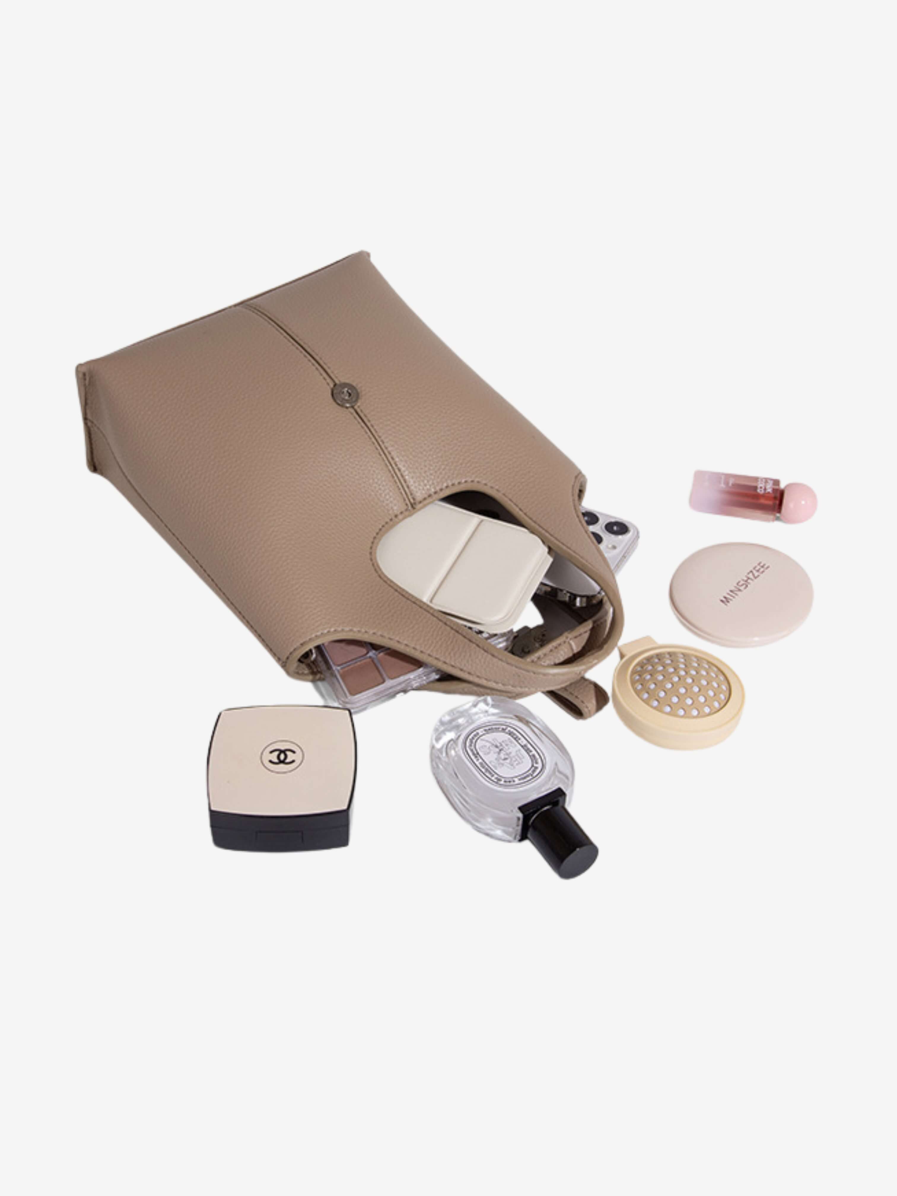 Noelle | Taupe Leather Tote Bag – Minimal & Versatile