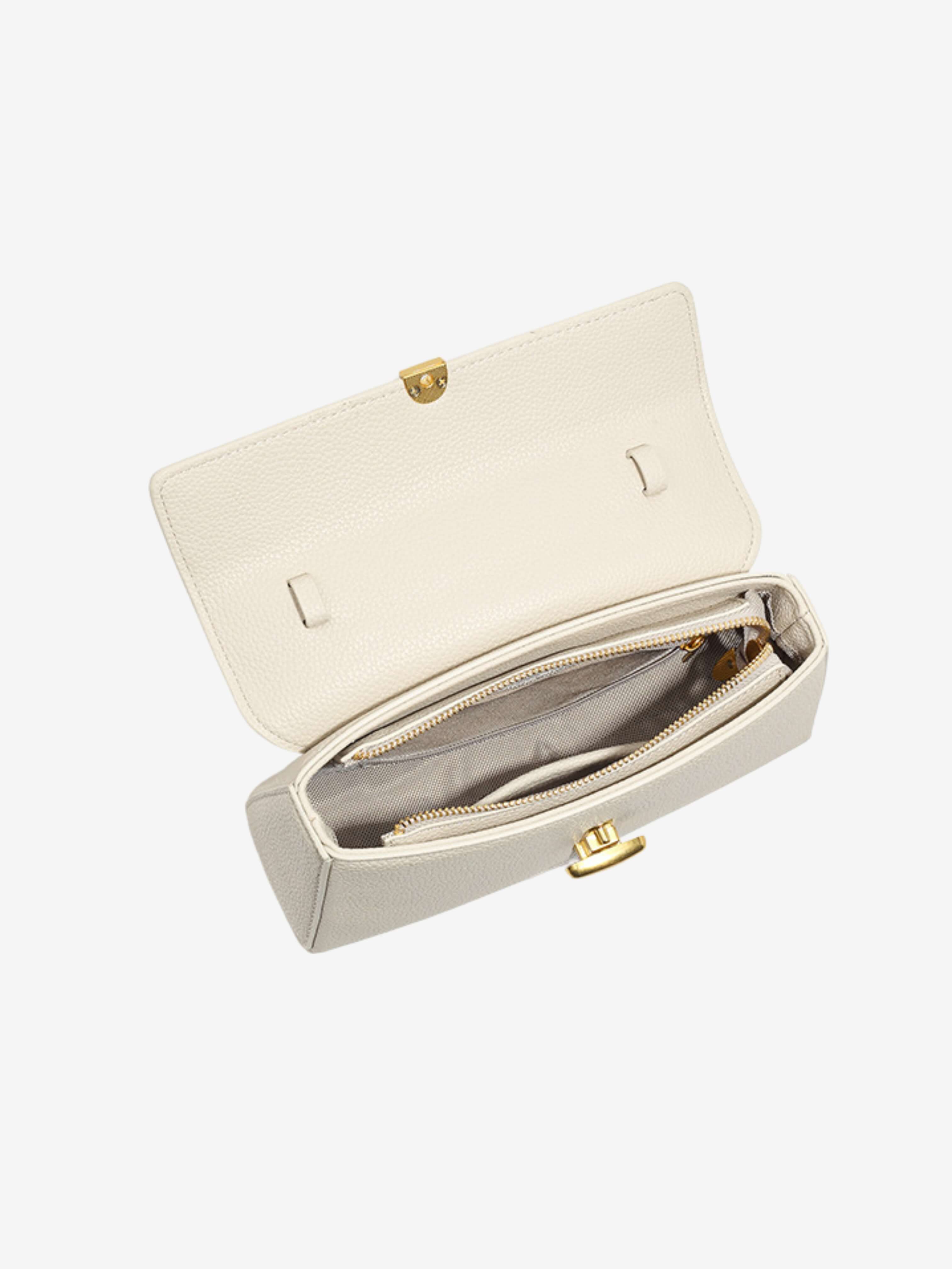 Elegant Cream Leather Shoulder Bag