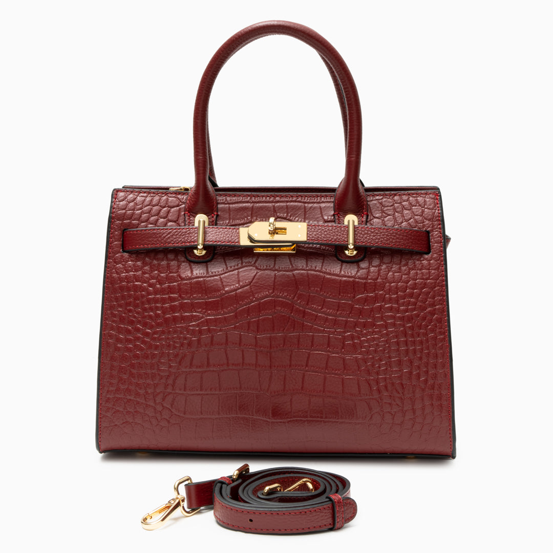 Adele Croc-Embossed Leather Tote Bag