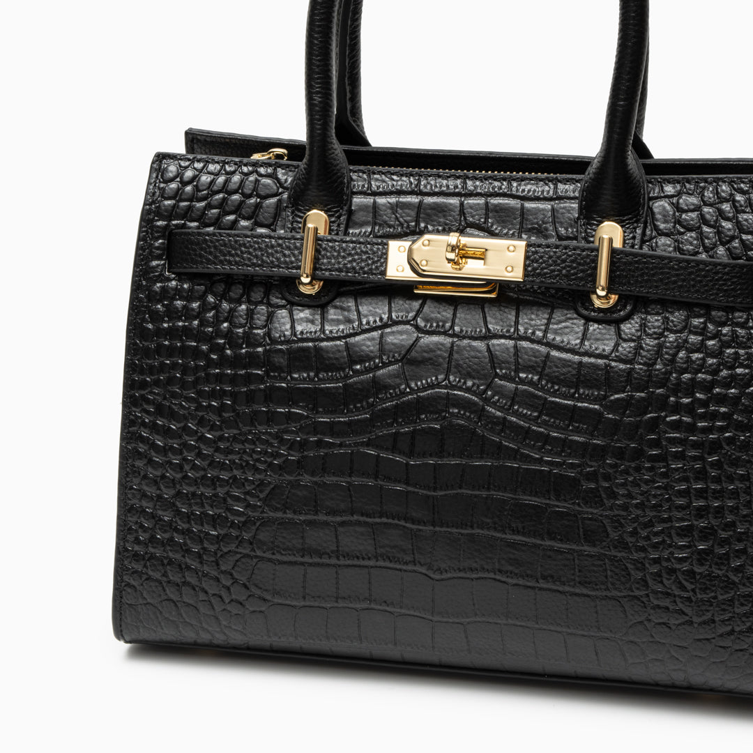 Adele Croc-Embossed Leather Tote Bag