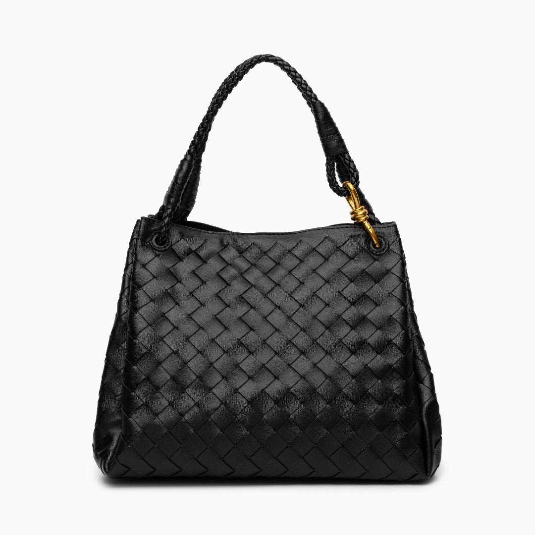 Serena Black Woven Tote Bag