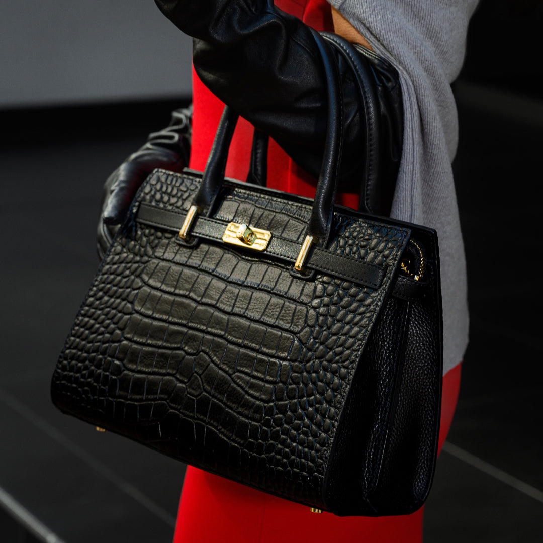 Adele Croc-Embossed Leather Tote Bag