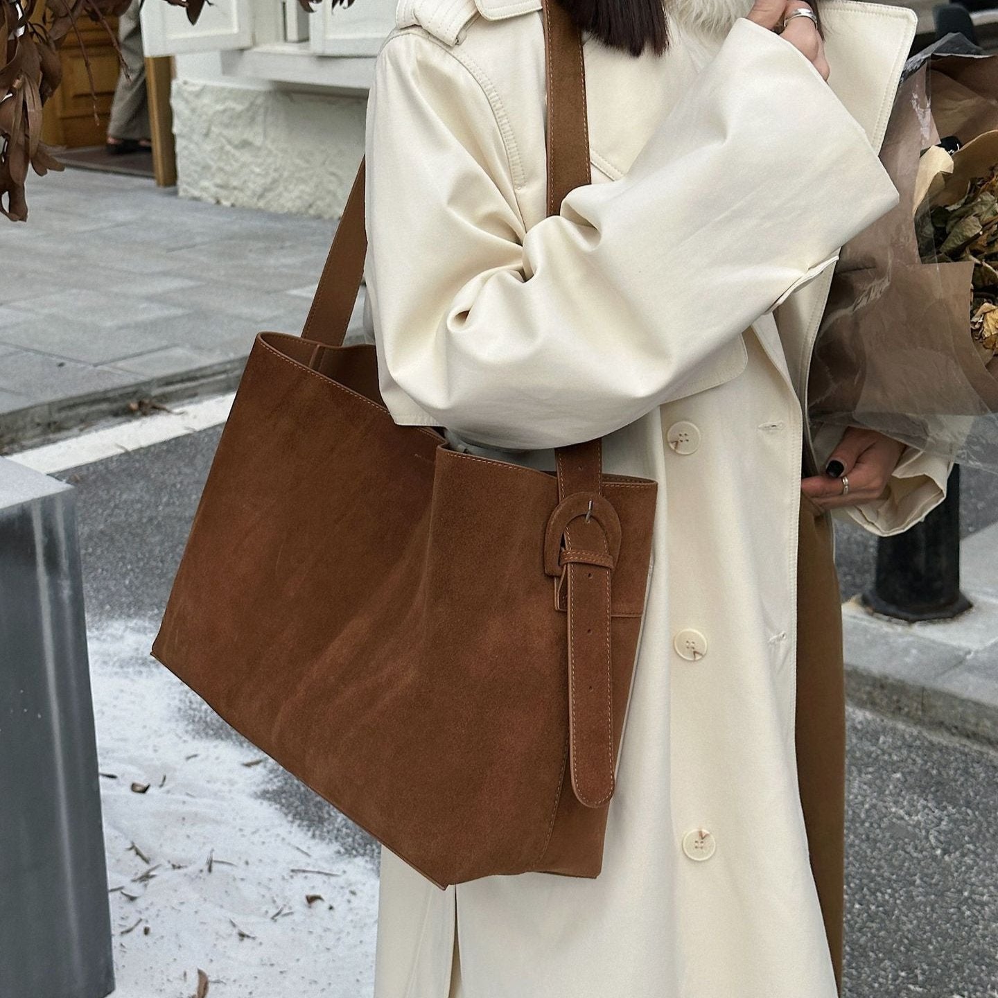 Sophia Luxe Suede Shoulder Bag