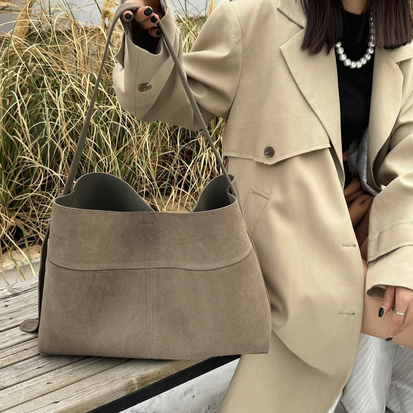 Sophia Luxe Suede Shoulder Bag