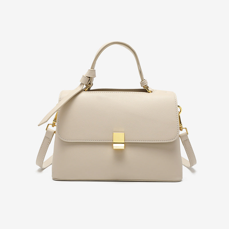 Elena Beige Trapeze Leather Handbag