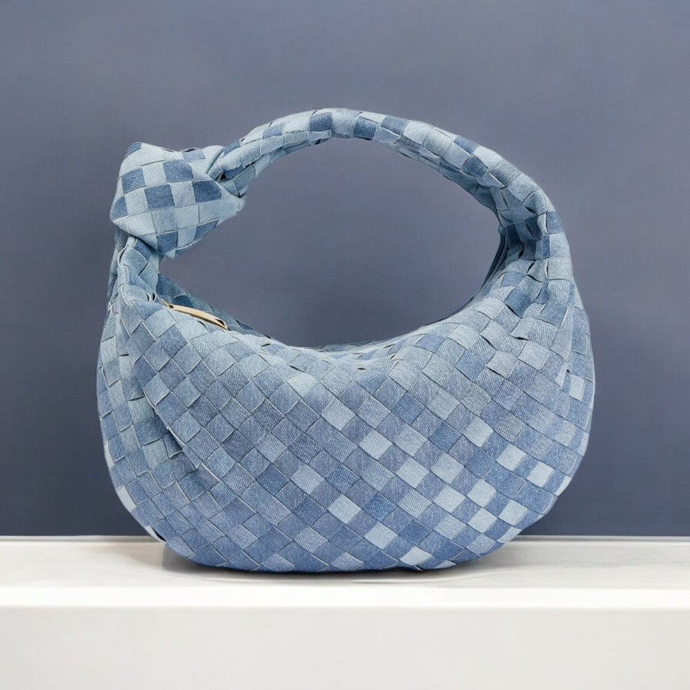 Denim Woven Shoulder Bag