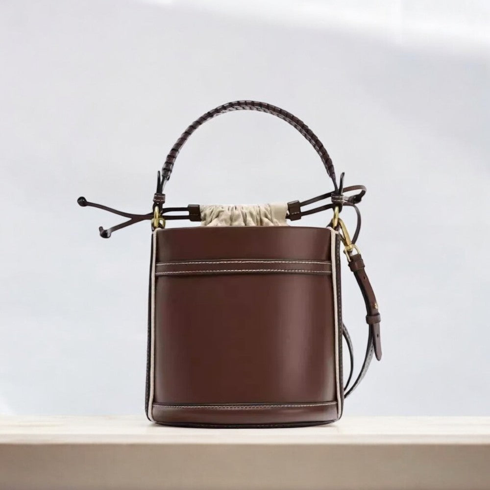 Elena Structured Leather Bucket Bag