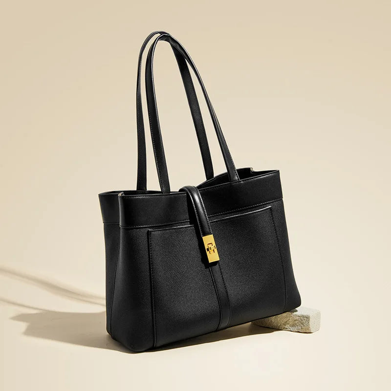 Two-Tone Canvas & Leather Tote Bag
