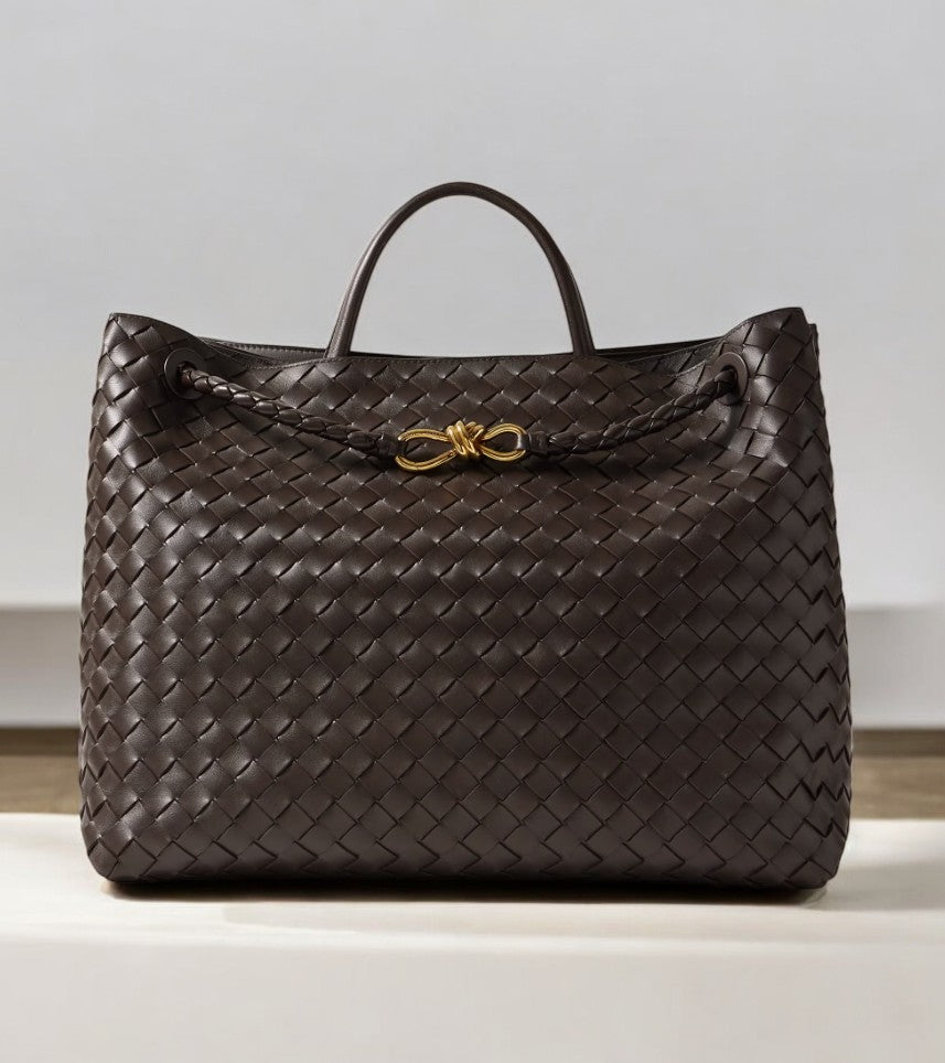 Emilia Woven Chocolate Brown Tote Bag
