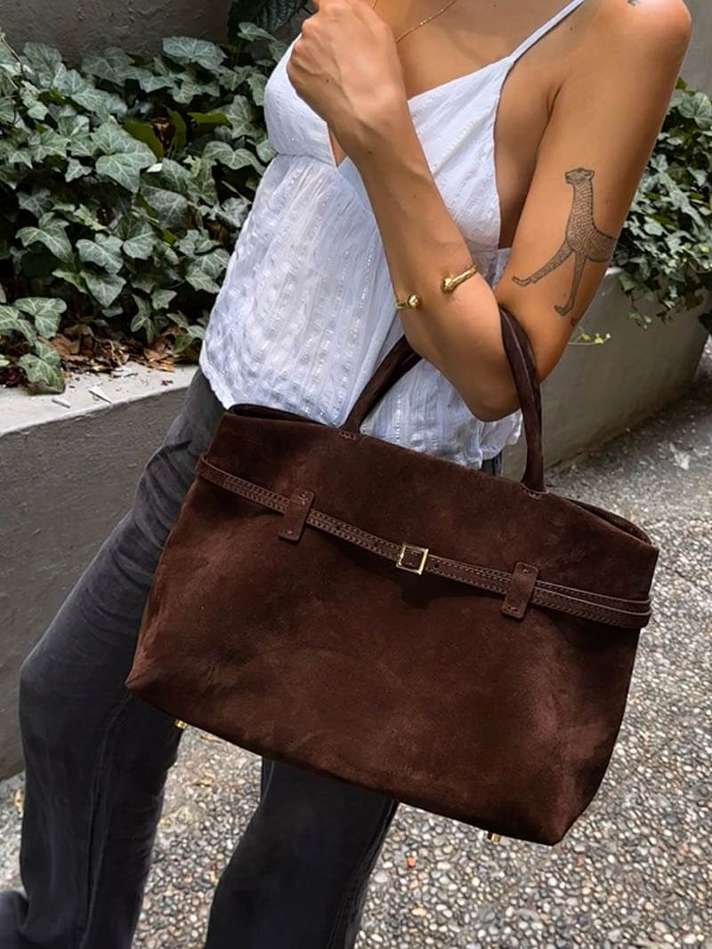 Dalila Chocolate Suede Handbag