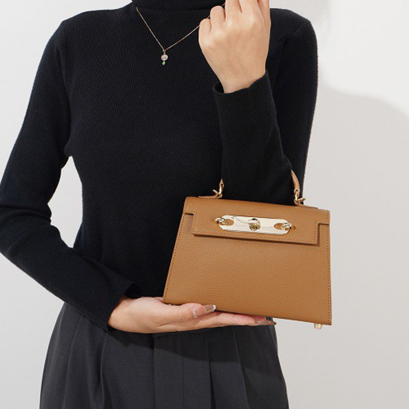 Women’s Mini Top Grain Leather Chain Top Handle Bag