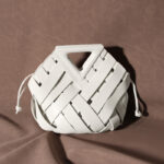 Vintage Woven Leather Triangle Handle Bag