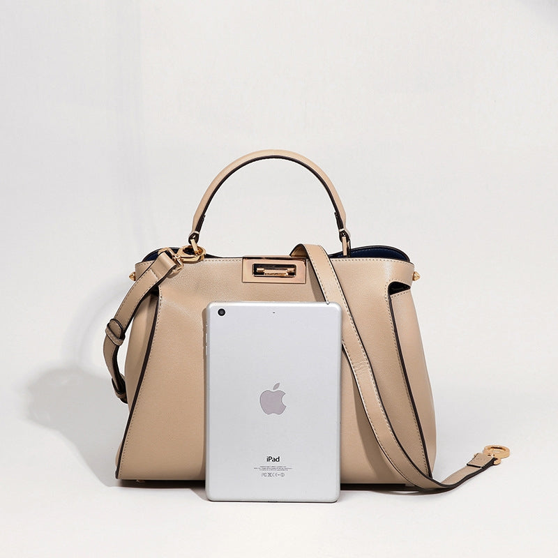 Isabella White Leather Top Handle Bag