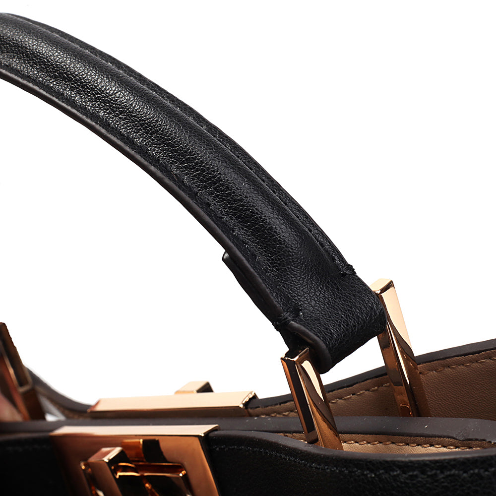 Sophia Classic Black Leather Satchel